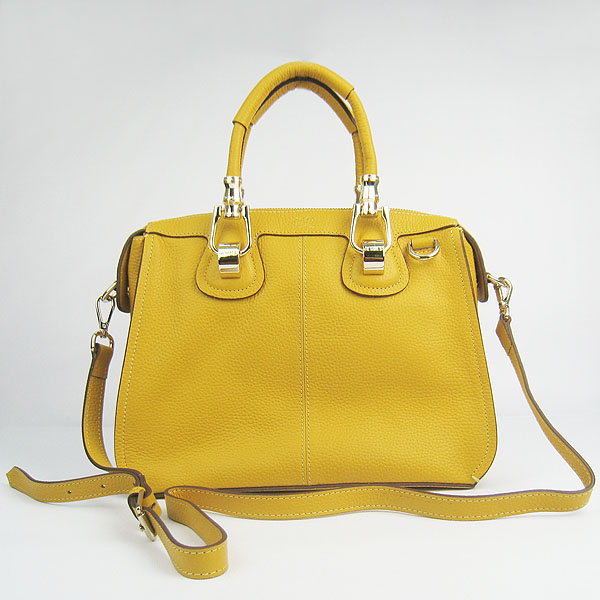 Replica Hermes New Arrival Double-duty leather handbag Yellow 60669